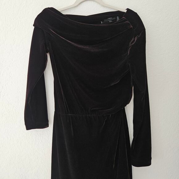 THEORY Off-The-Shoulder Velvet Midi-Dress Size‎ 2 Long Sleeves - Picture 5 of 16